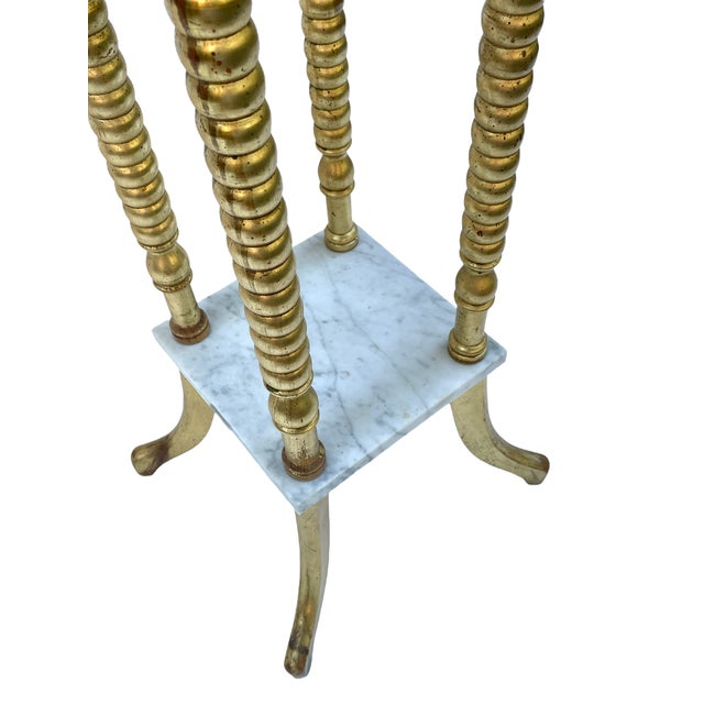 Pedestal with Marble Top and Gilded Legs For Sale - Image 4 of 6