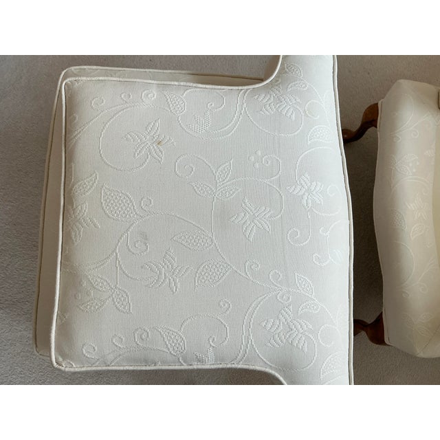 Cream Classic English Style Custom Upholstered Wing Chair and Ottoman - Set of 2 For Sale - Image 8 of 10