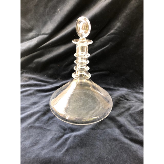 English Vintage Glass Ship’s Flat Bottom Decanter For Sale - Image 3 of 7