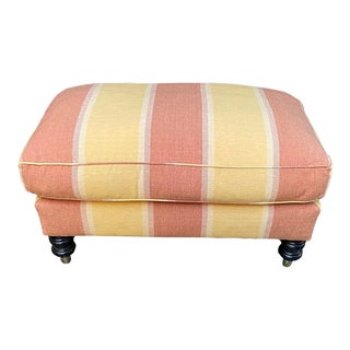 Upholstered Striped Ottoman For Sale