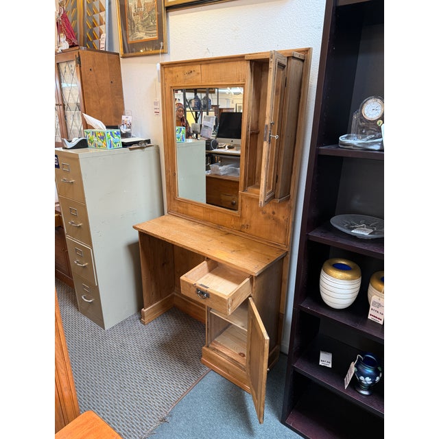 Wood Early American Pine Wood Vanity For Sale - Image 7 of 12