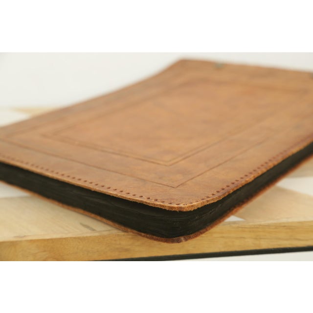 Vintage Mid-century Leather Photo Album w/ B&W late 40's Post-war Family Photos. Embossed Thick Leather covers. Beautiful...