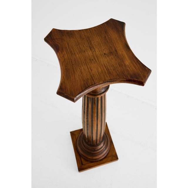Early 20th Century Walnut Fluted Column Pedestal or Plant Stand, c.1940 For Sale - Image 10 of 16