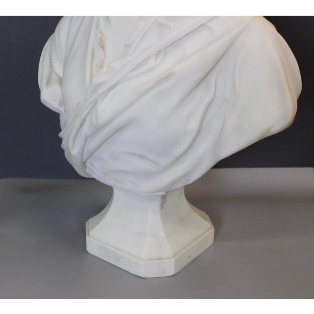 Stone H. F. Iselin, Bust of a Woman, 1873, Carrara Marble For Sale - Image 7 of 17