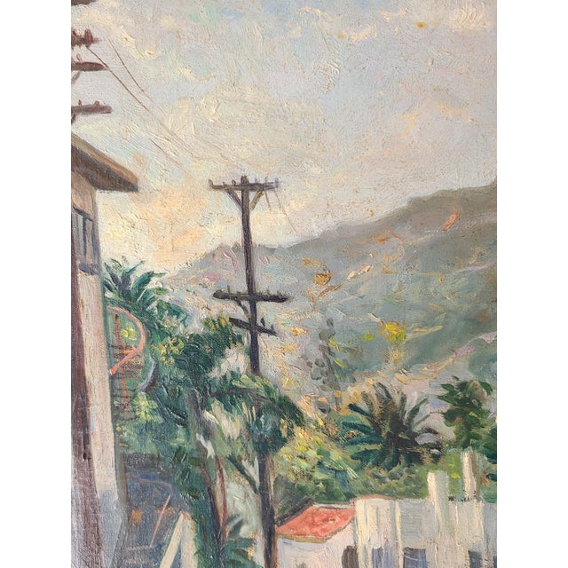 1940s Saul Kovner 1940s Oil Painting Los Angeles Cityscape Hollywood Hills Wpa For Sale - Image 5 of 18