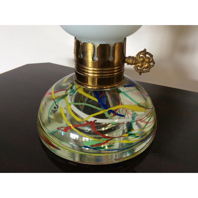 - Murano glass table lamp designed by Dino Martens for Aureliano Toso - Base in transparent glass and submerged colored...