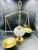 Metal Vintage Brass & Milk Glass "Balance of Justice" Weight Scales For Sale - Image 7 of 12