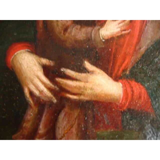 Mother and Child 18 Century Painting on Copper For Sale - Image 9 of 11