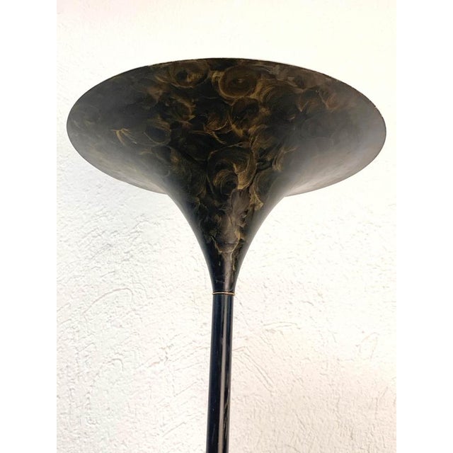 Mid-Century Italian Black Aluminum Tulip Floor Lamp with Gold Finishes, 1970s For Sale - Image 11 of 14