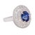 Modern 3.20 Carat Blue Sapphire Diamond Cluster Ring in 18k Gold, Size 7.5 For Sale - Image 3 of 9