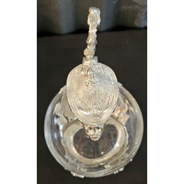 Silver Vintage French Style Étain Pewter & Glass Claret Jug Pitcher With Hinged Lid For Sale - Image 8 of 18