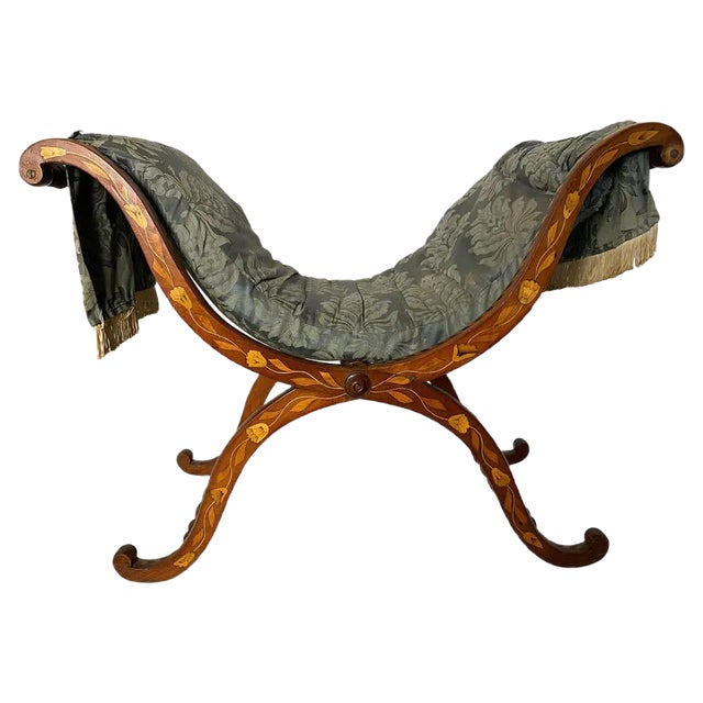 Dutch Walnut Inlaid Stool, 18th Century For Sale