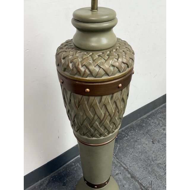 Ceramic Lamps Forever, Sun Valley Green Lattice Floor Lamp For Sale - Image 7 of 12