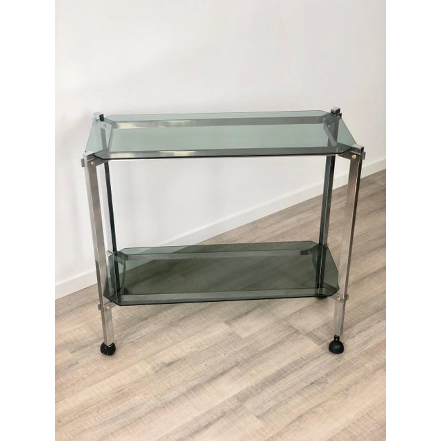 Serving Cart or Trolley in Chrome and Smoked Glass, Italy, 1970s For Sale - Image 6 of 12