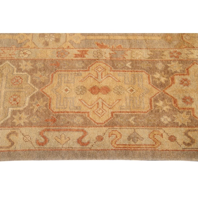 Textile 21st Century Turkish Oushak Long Wool Rug For Sale - Image 7 of 13