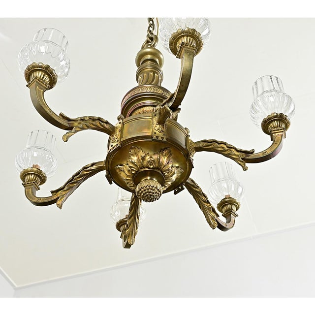 French 19th Century Bronze & Blown Glass Chandelier For Sale - Image 12 of 15