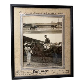Vintage 47 Original Bert Morgan Dreamer Jamaica Horse Racing Jockey Photograph For Sale
