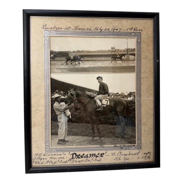 Vintage 47 Original Bert Morgan Dreamer Jamaica Horse Racing Jockey Photograph For Sale
