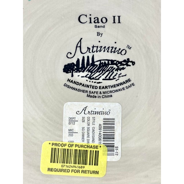 Artimino “Ciao II (Sand)” Square Earthenware Dinner Plates - Set of 9 For Sale In Dallas - Image 6 of 6