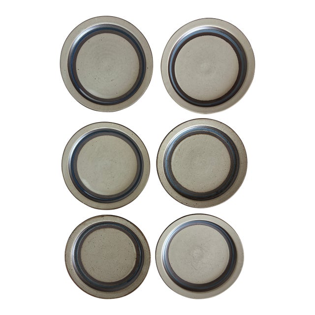 1970s Otagiri Horizon Stoneware Dinner Plates- Set of 6 For Sale