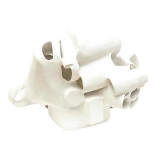 Mixed Media White Plaster and Resin Monumental Abstract Sculpture For Sale