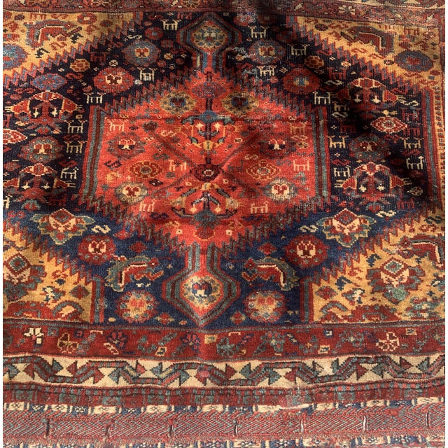 1880s, Handmade Antique Persian Collectible Gashkai Bagface 2' X 2.6' For Sale - Image 4 of 6