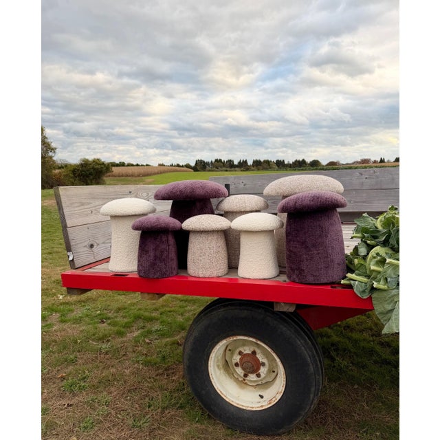 Purple A Trio of Purple Custom Mushroom Footstools For Sale - Image 8 of 17