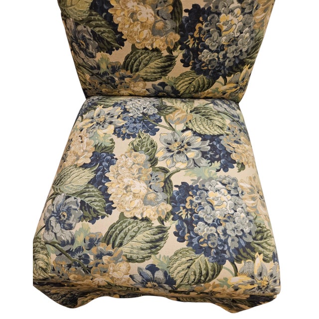 Green 1990s 2 Ethan Allen Custom Dining Side Chairs Cottage Upholstered Botanical Farmhouse For Sale - Image 8 of 17