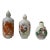 3 X Chinese Porcelain Snuff Bottle Rooster 18 Lohons Fishing Graphic For Sale