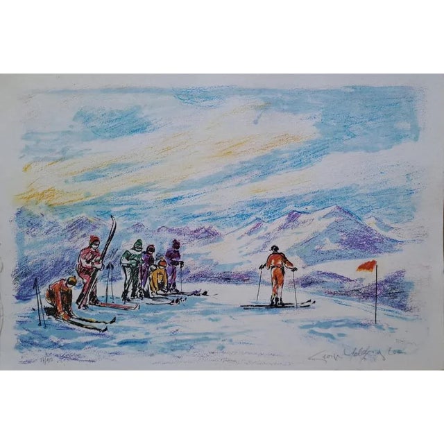 Georges Yoldjoglou, Ski Departure, Original Color Lithograph For Sale - Image 7 of 7
