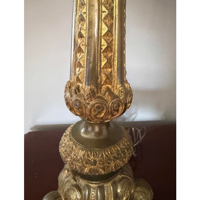 Mid 20th Century Italian Baroque Studded Gilt Brass Buffet Lamps - a Pair For Sale In Washington DC - Image 6 of 10