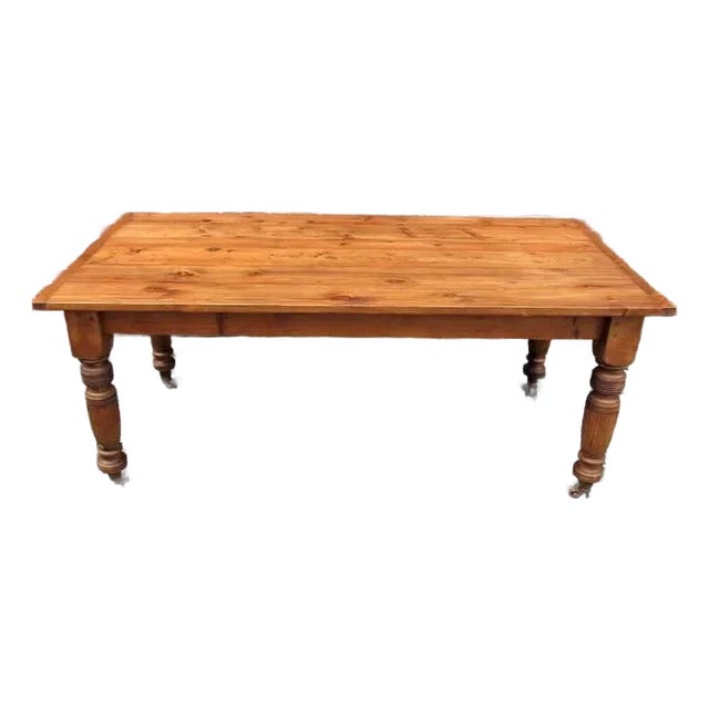 1900s Antique English Reclaimed Pine Farm Table For Sale