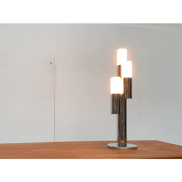 Vintage Space Age Chrome and Glass Table Lamp For Sale - Image 16 of 18