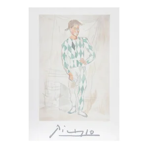 1980s "Arlequin en Pied" Lithograph After Pablo Picasso
