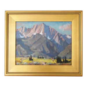 Silvio Silvestri, Listed Artist (1948-2018) Sawtooth Range California Landscape Painting Including the Antiqued Ornate Gold Frame