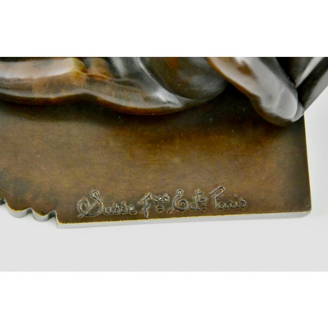 Art Deco Bronze Bookends with Children by Paul Silvestre, 1920s, Set of 2 For Sale - Image 10 of 14