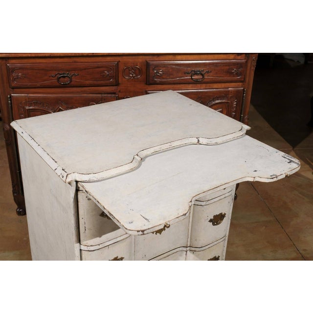 White Danish Mid 18th Century Three-Drawer Painted Wood Commode with Serpentine Front For Sale - Image 8 of 11