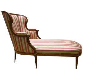 Chaise Lounge in Mahogany with Striped Fabric