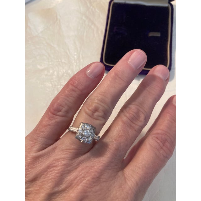 Vintage Estate Platinum Diamond Cluster Ring 4.5 For Sale - Image 11 of 12
