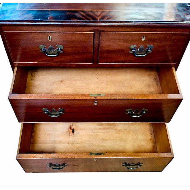 19th-Century Georgian-Style Mahogany and Brass Chest of Drawers For Sale - Image 13 of 14
