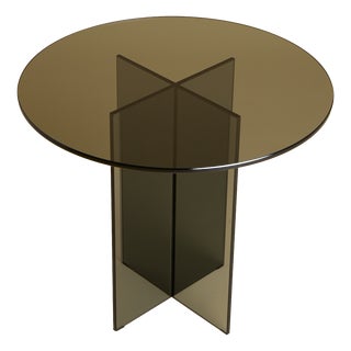 Round Smoked Glass Side Table by Lebanto For Sale