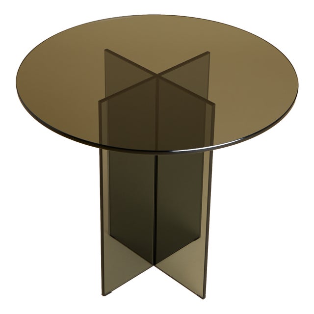 Round Smoked Glass Side Table by Lebanto For Sale