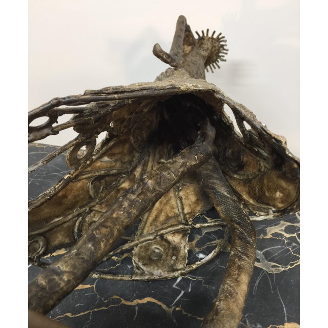 MCM Mixed Media Sculpture Art Figure Statue in Long Dress Garb With Hat and Long Hair For Sale - Image 9 of 12