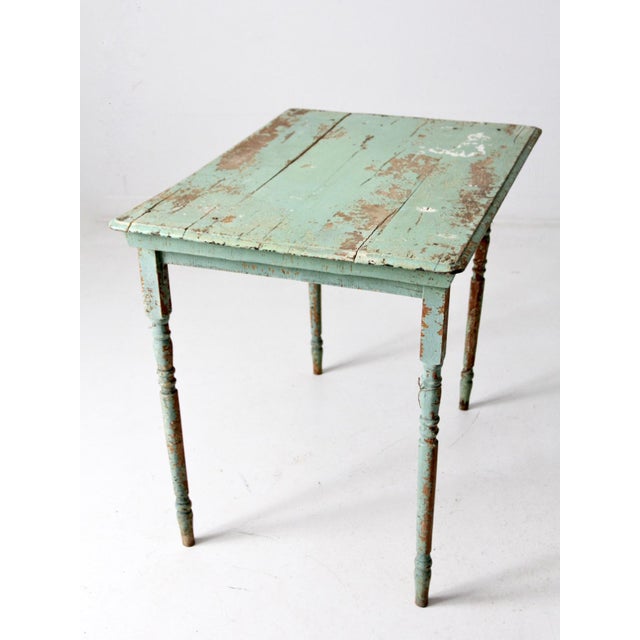 Wood Antique Painted Wood End Table For Sale - Image 7 of 18