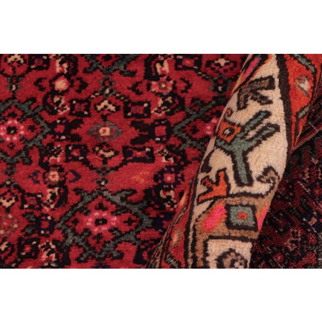 Vintage Hand-Knotted Wool Rug – 6'8" X 9'8" – Red & Blue Geometric Medallion Traditional Rug For Sale In New York - Image 6 of 8