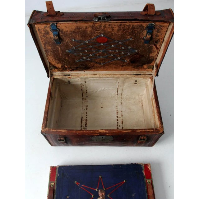 Antique Leather Trunk For Sale - Image 12 of 13