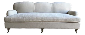 Modern English Sofa in a Heavy Weight Stone Washed Natural Hemp & Down Cushion