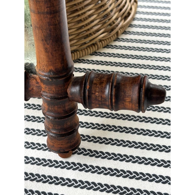 Antique French Faux Bamboo Wall Mirror, Petite Turned Wood Frame #3 of 3 Similar Mirrors Listed For Sale In Little Rock - Image 6 of 18