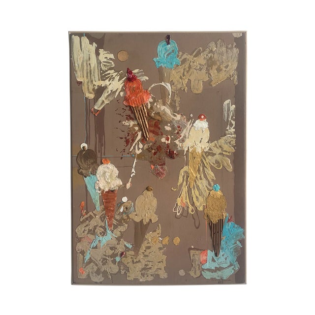 Ice Cream Cones Mixed Media Painting For Sale