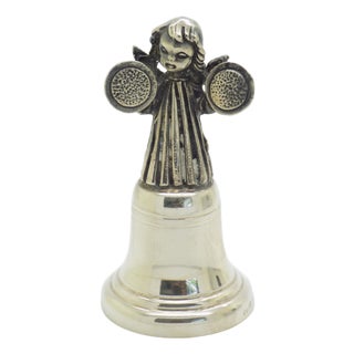 Vintage Italian Silver Brandimarte Silversmith Angel with Instrument Bell, Florence, 1980s For Sale